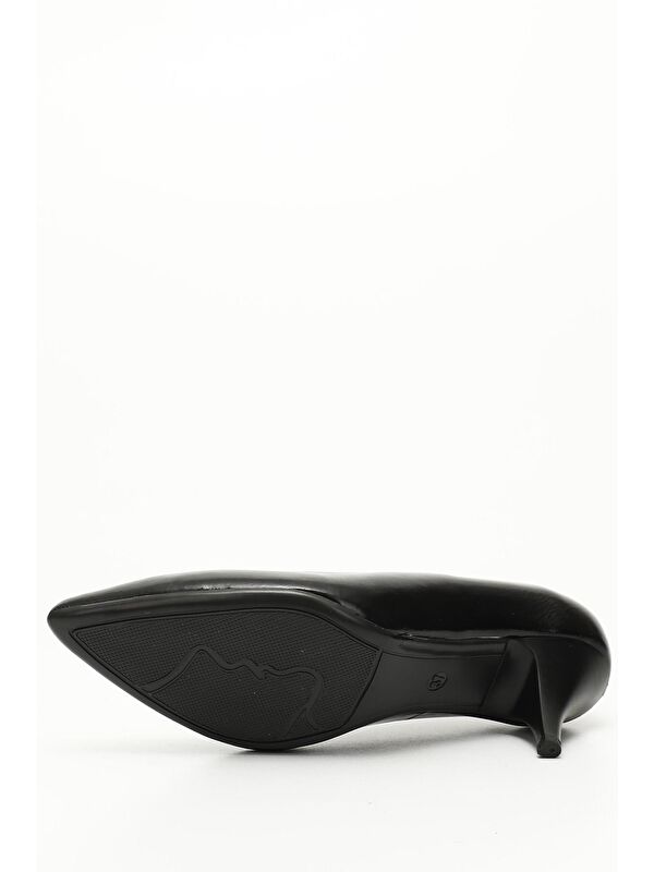 SİYAH Hakiki Deri Sivri Burun İnce Orta Topuklu Stiletto Kadın Ayakkabı 24236 - Görsel 4