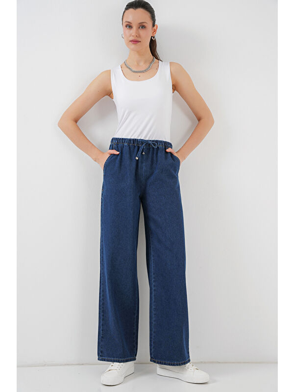 Bigdart Kadın Geniş Paça Jean Pantolon 6706   A Lacivert