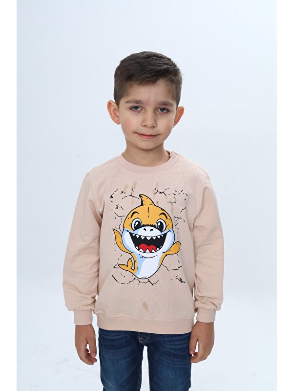 Toontoykids Erkek Çocuk Çıtçıtlı Köpek Balığı Baskılı Sweatshirt