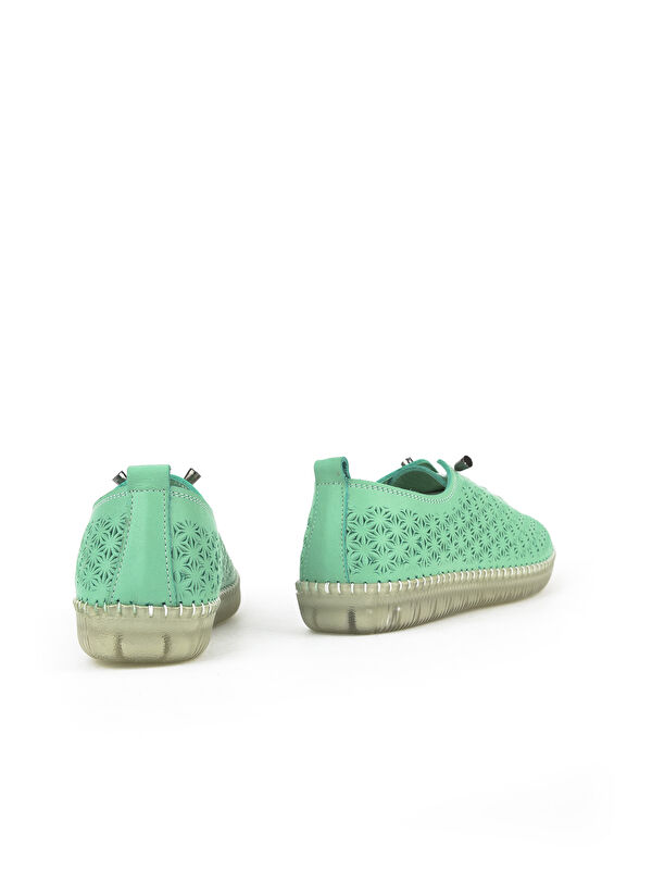 Kadın Hakiki Deri Ayakkabı 1511010Z02 Su Yeşili - Görsel 4