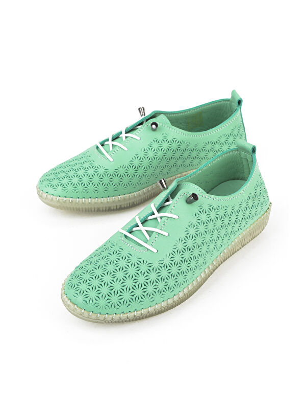 Kadın Hakiki Deri Ayakkabı 1511010Z02 Su Yeşili - Görsel 6