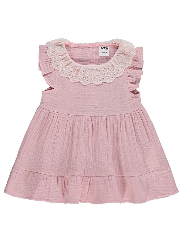 Civil Baby Yaka Dantelli 6-18 Ay Elbise - Pudra