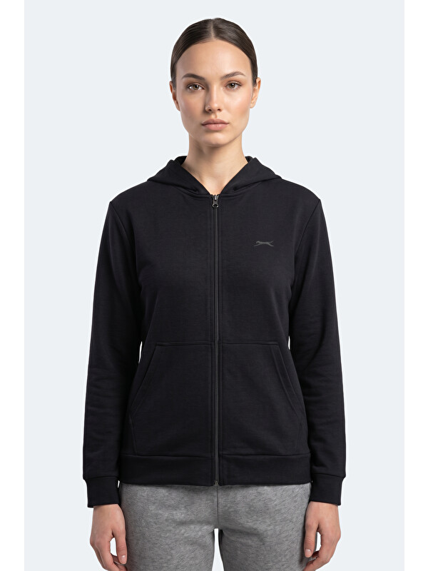 SLAZENGER SERA I Kadın Fermuarlı Lacivert Sweatshırt