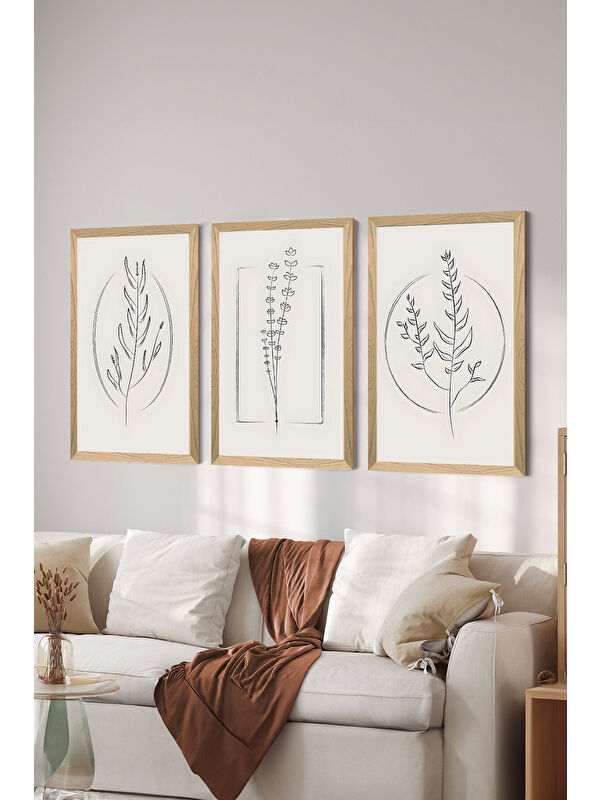 Artavessa 3 Parça Ahşap Çerçeve Görünümlü MDF Poster Tablo Seti - Set 61 - MDF3DSOHOSET61-2030