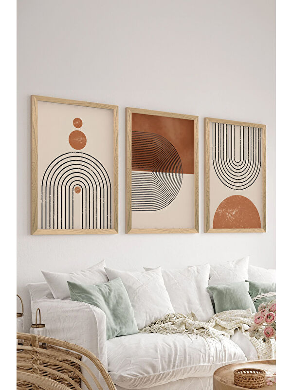 Artavessa 3 Parça Ahşap Çerçeve Görünümlü MDF Poster Tablo Seti - Set 24 - MDF3DSOHOSET24-1520