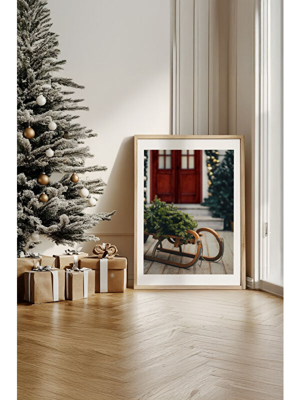 Artavessa Tek Parça Gerçek Ham Ahşap Çerçeveli Yılbaşı(New Year) Temalı Tablo - Model 78 - NWYEARSNGMDL78-5070