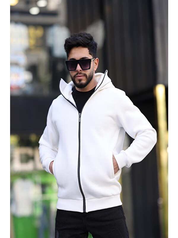 Oksit Ninja Kar Maskeli Kapüşonlu Üç İplik Pamuklu Fermuarlı Unisex Sweatshirt