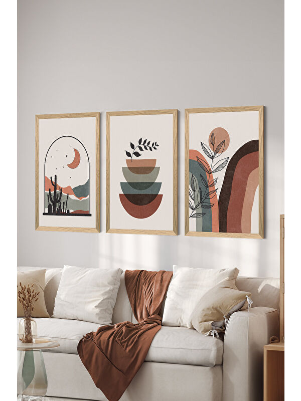 Artavessa 3 Parça Ahşap Çerçeve Görünümlü Mdf Tablo Seti - ERSYCRVSZ3SET9 - 33 x 48