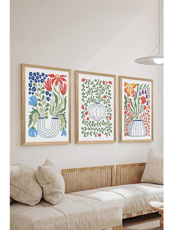 Artavessa 3 Parça Ahşap Çerçeve Görünümlü Mdf Tablo Seti - ERSYCRVSZ3SET15 - 33 x 48