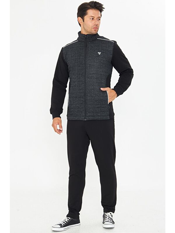 TRENDHILL Erkek Tam Fermuarlı Eşofman Takımı Siyah 5753-S