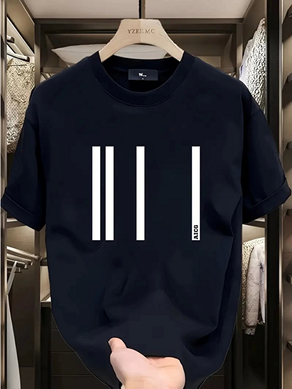 Jane's Baskılı Oversize Bisiklet Yaka T-shirt - Siyah