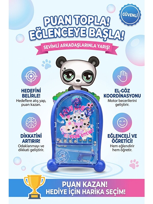 Oglo Pinball Oyunu Littlest Pet Shop Nostaljik Retro Eğitici El Oyunu Pilsiz 2+ Yaş Çocuk Oyuncak