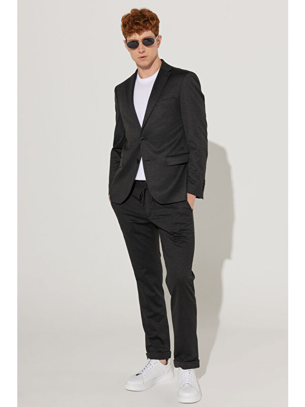 Altınyıldız Classics Erkek Antrasit Slim Fit Dar Kesim Mono Yaka Örme Takım Elbise