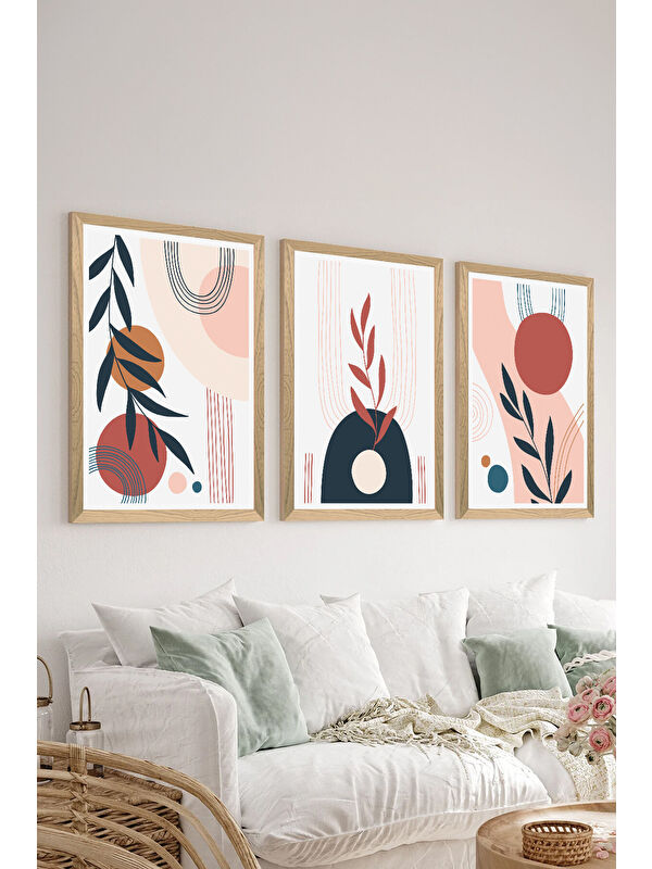 Artavessa 3 Parça Ahşap Çerçeve Görünümlü MDF Poster Tablo Seti - Set 126 - MDF3DSOHOSET126-2030