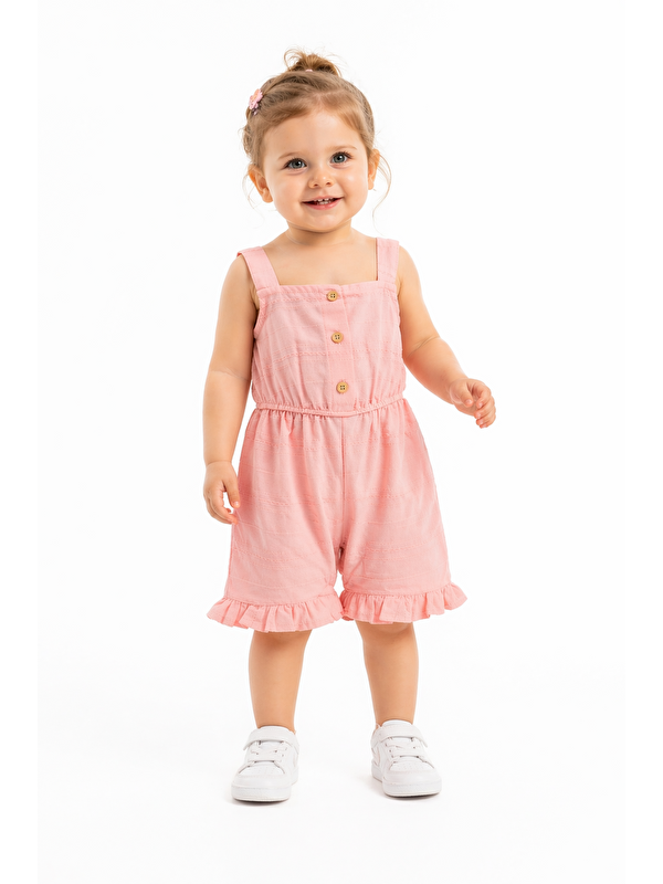 Harika Kids Kız Bebek-Keten Kumaş Tulum %100 Pamuklu