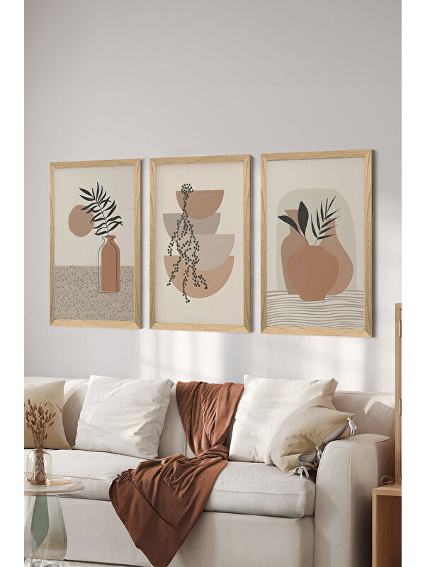 Artavessa 3 Parça Ahşap Çerçeve Görünümlü MDF Poster Tablo Seti - Set 21 - MDF3DSOHOSET21-3348
