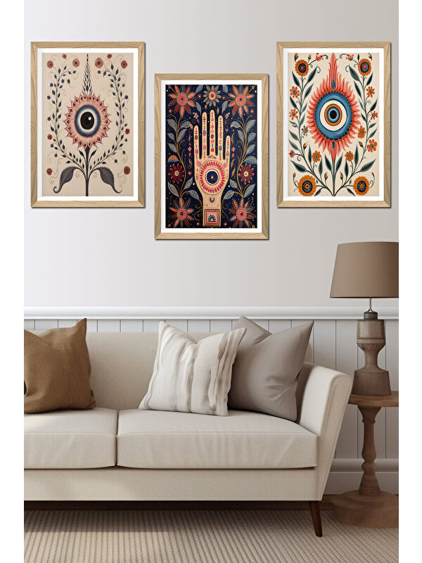 Artavessa 3 Parça Ahşap Çerçeve Görünümlü MDF Poster Tablo Seti - Set 02 - MDFYSB3SET02-3348
