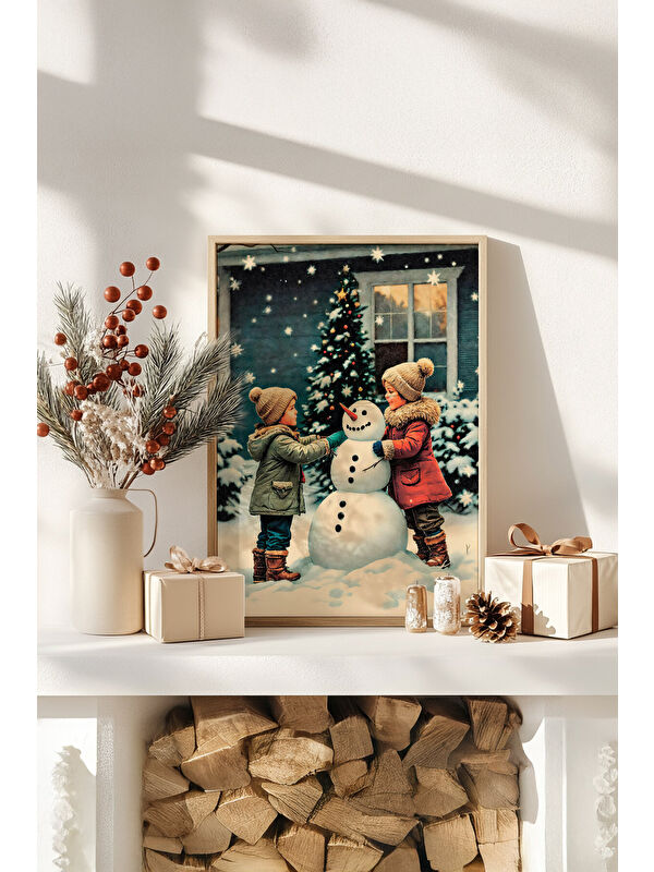 Artavessa Tek Parça Gerçek Ham Ahşap Çerçeveli Yılbaşı(New Year) Temalı Tablo - Model 2 - NWYEARSNGMDL2-3348