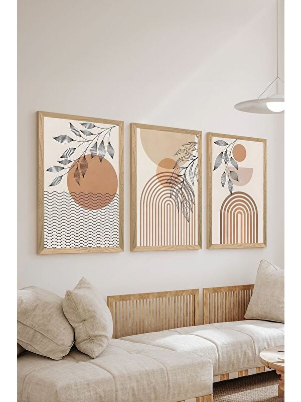 Artavessa 3 Parça Ahşap Çerçeve Görünümlü MDF Poster Tablo Seti - Set 129 - MDF3DSOHOSET129-2030