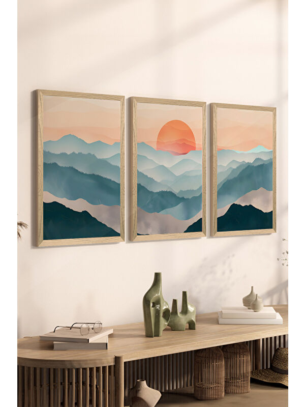 Artavessa 3 Parça Ahşap Çerçeve Görünümlü MDF Poster Tablo Seti - Set 132 - MDF3DSOHOSET132-2030