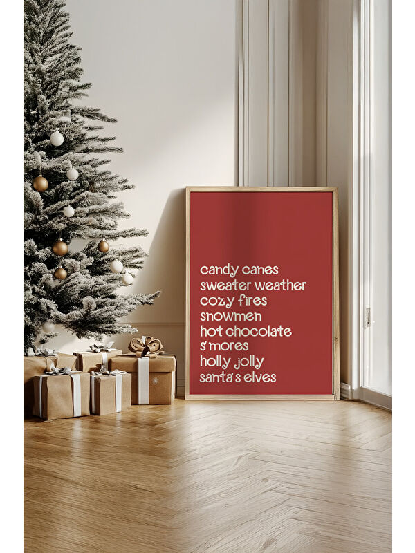 Artavessa Tek Parça Gerçek Ham Ahşap Çerçeveli Yılbaşı(New Year) Temalı Tablo - Model 22 - NWYEARSNGMDL22-3348
