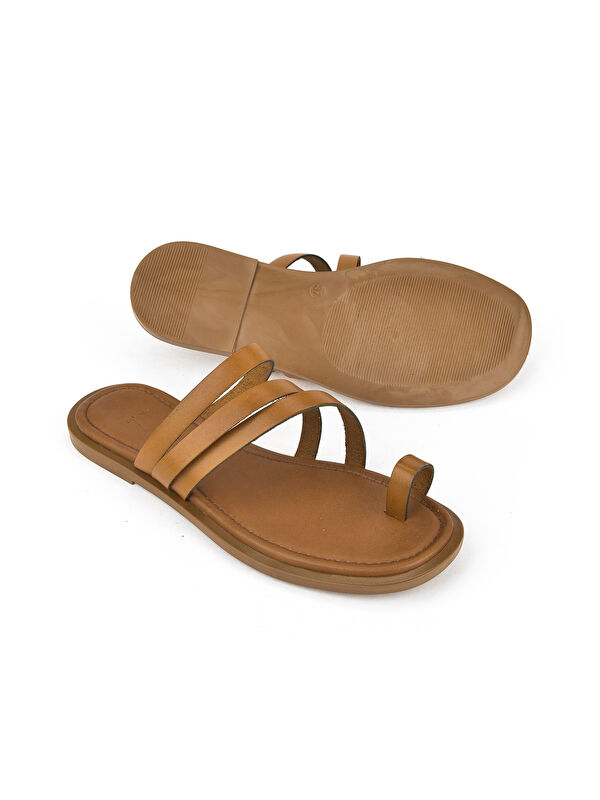 Kadın Hakiki Deri Terlik 1511010Z1018 Taba - Görsel 5