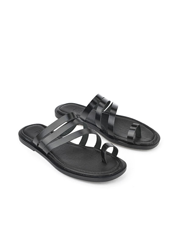 Kadın Hakiki Deri Terlik 1511010Z1018 Siyah - Görsel 3