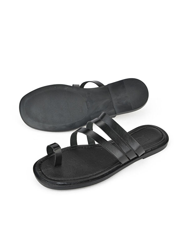 Kadın Hakiki Deri Terlik 1511010Z1018 Siyah - Görsel 5