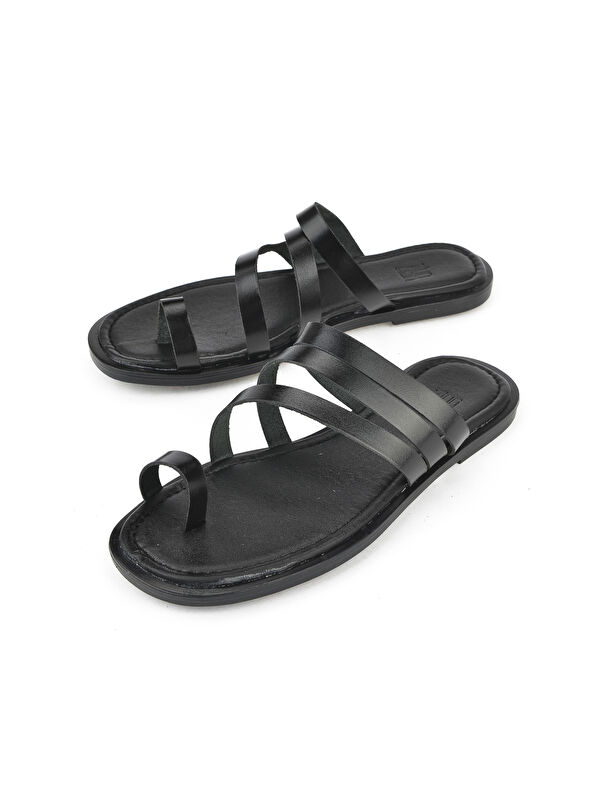 Kadın Hakiki Deri Terlik 1511010Z1018 Siyah - Görsel 6