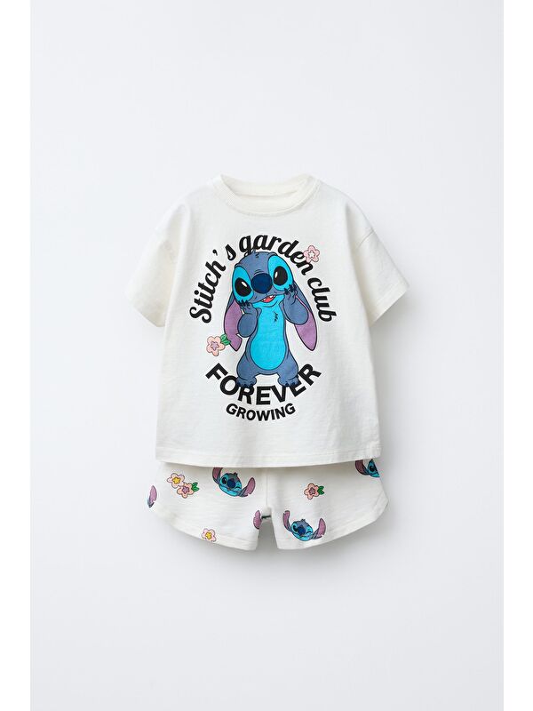 Magu Kız Çocuk Stitch Baskılı Tişört Ve Şort Takımı – 2'Li Set, Pamuklu Ve Rahat
