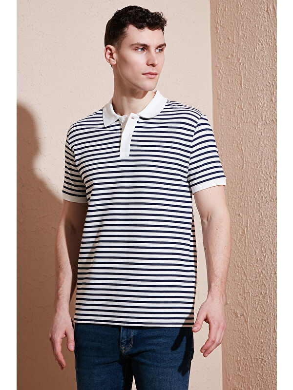 Buratti Pamuklu Regular Fit Çizgili Polo Yaka %100 Pamuk Tişört 5903009