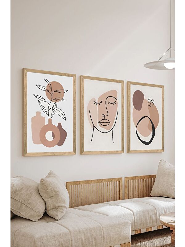Artavessa 3 Parça Ahşap Çerçeve Görünümlü MDF Poster Tablo Seti - Set 87 - MDF3DSOHOSET87-2030