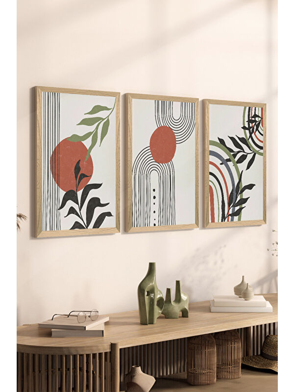 Artavessa 3 Parça Ahşap Çerçeve Görünümlü Mdf Tablo Seti - ERSYCRVSZ3SET22 - 33 x 48