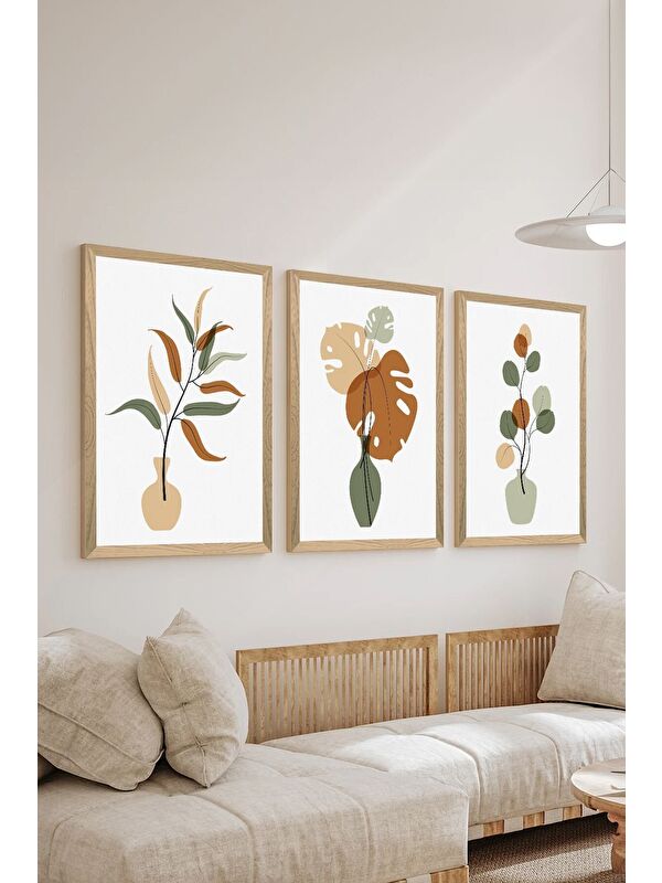 Artavessa 3 Parça Ahşap Çerçeve Görünümlü MDF Poster Tablo Seti - Set 94 - MDF3DSOHOSET94-2030