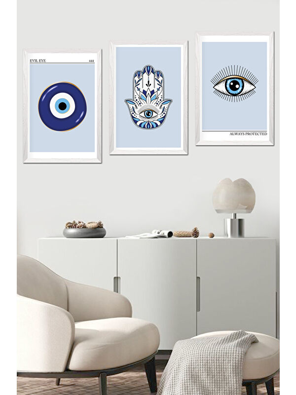 Artavessa 3 Parça Beyaz Çerçeve Görünümlü MDF Poster Tablo Seti - Set 01 - MDFYSB3SET01-2030