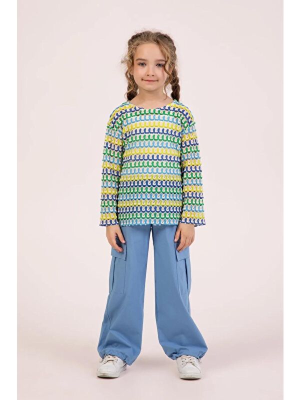 Magu Kız Çocuk 3'Lü Takım – Desenli Sweatshirt, Kargo Pantolon Ve Basic Atlet