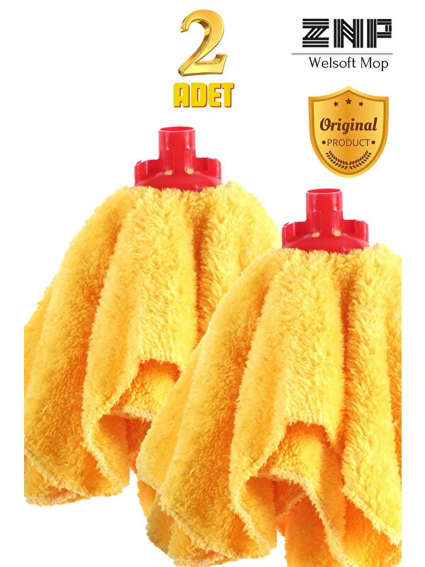 Znp Home Welsoft Balerin Mop Yedek Başlıklı 2 Adet Sarı Mop, Papas 45x60