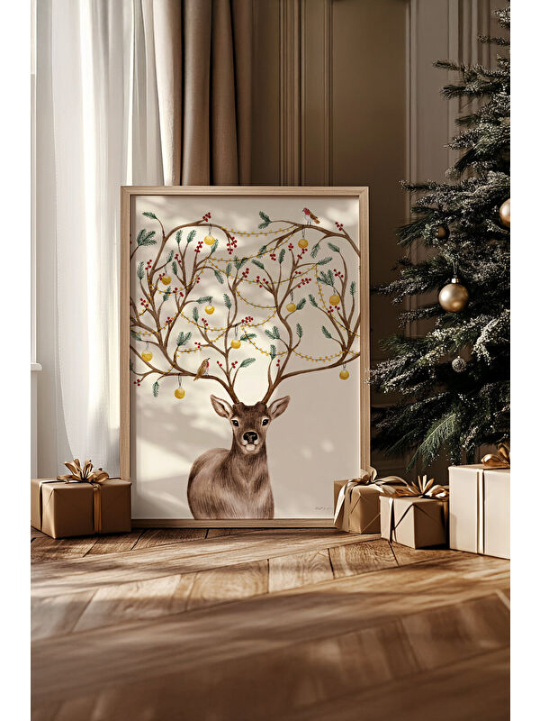 Artavessa Tek Parça Gerçek Ham Ahşap Çerçeveli Yılbaşı(New Year) Temalı Tablo - Model 69 - NWYEARSNGMDL69-3348