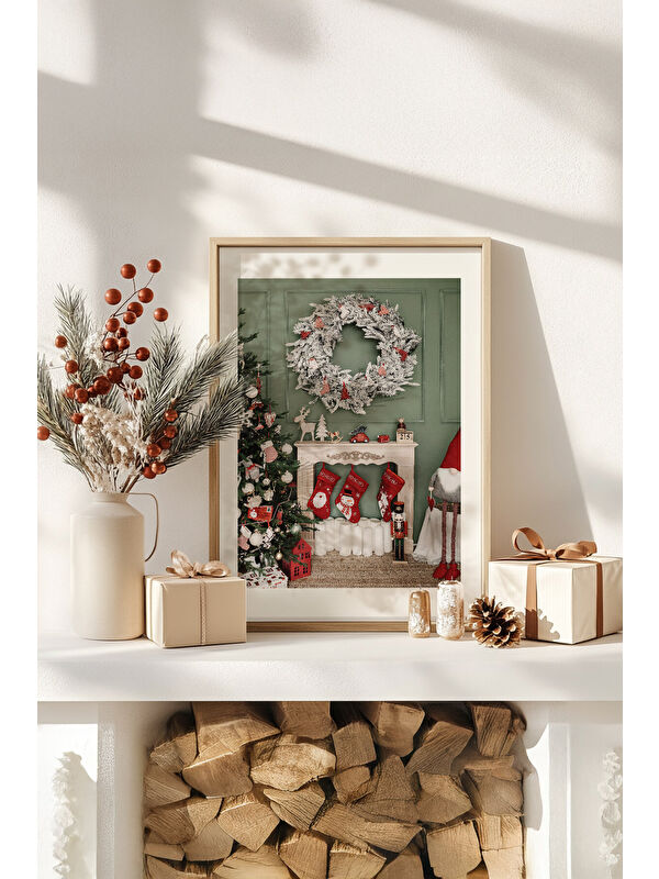 Artavessa Tek Parça Gerçek Ham Ahşap Çerçeveli Yılbaşı(New Year) Temalı Tablo - Model 52 - NWYEARSNGMDL52-5070