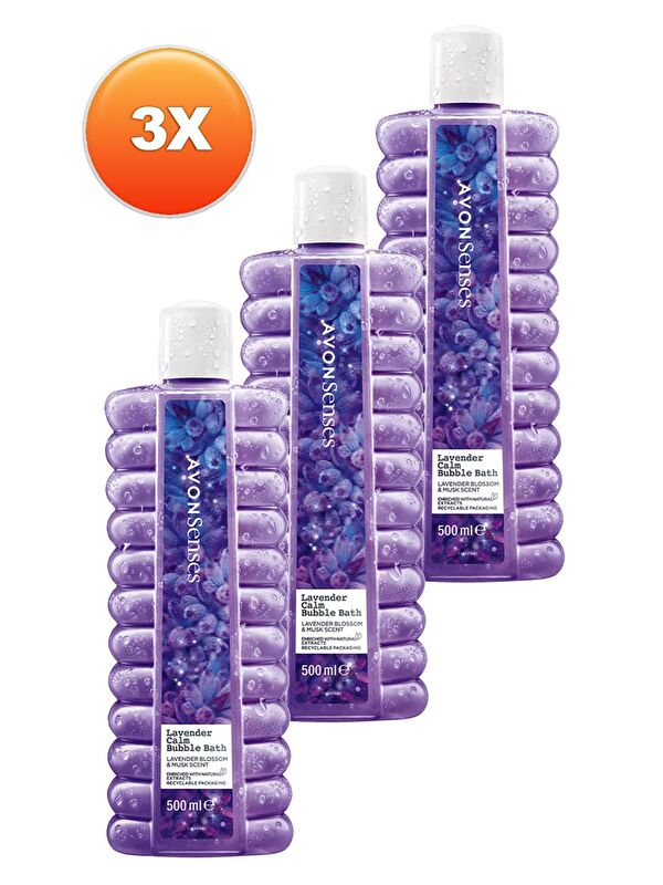 AVON Senses Lavender Calm Lavanta Kokulu Banyo Köpüğü 500 Ml. Üçlü Set