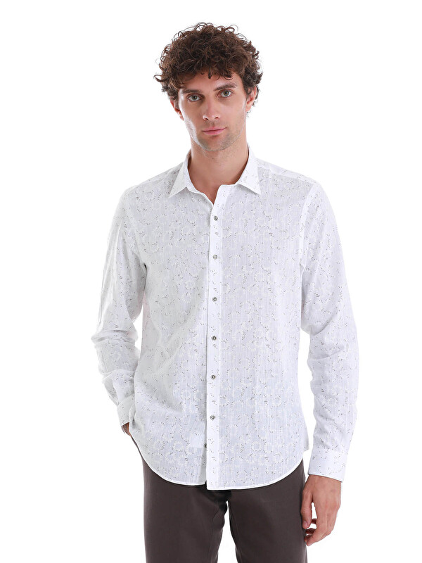 Hatemoğlu Comfort Fit Slim Yaka Uzun Kollu Spor %100 Pamuk Gömlek