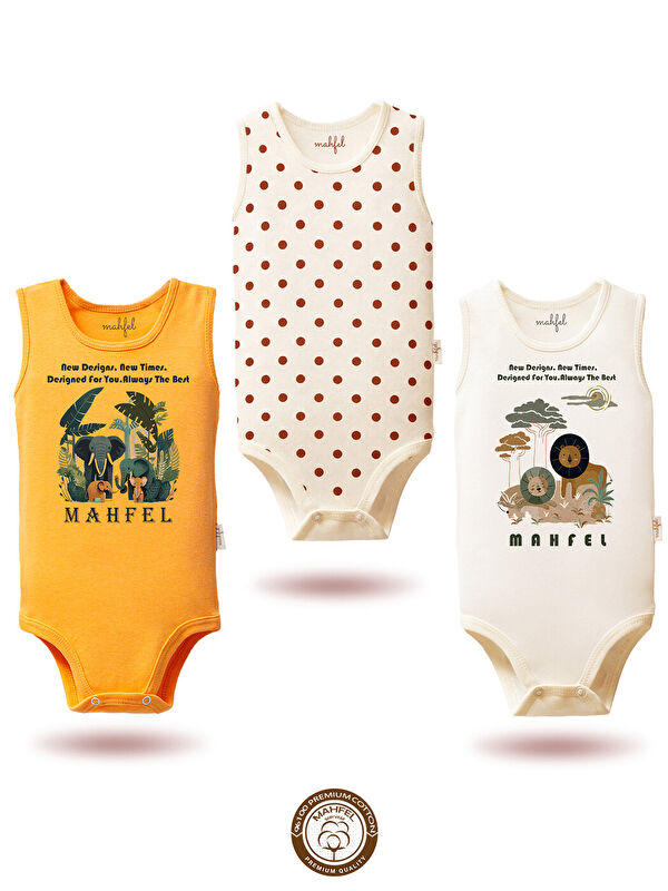 Mahfel %100 Pamuklu 3'lü Atlet Çıtçıtlı Bebek Body Zıbın 853-732