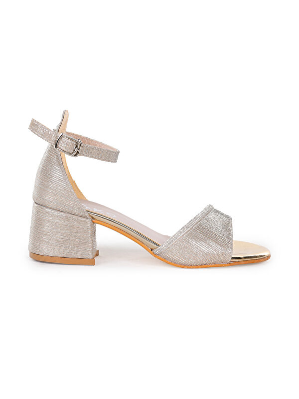 Elos Çizgili Günlük Kız Çocuk 4 Cm Topuklu Sandalet Ayakkabı - Görsel 4