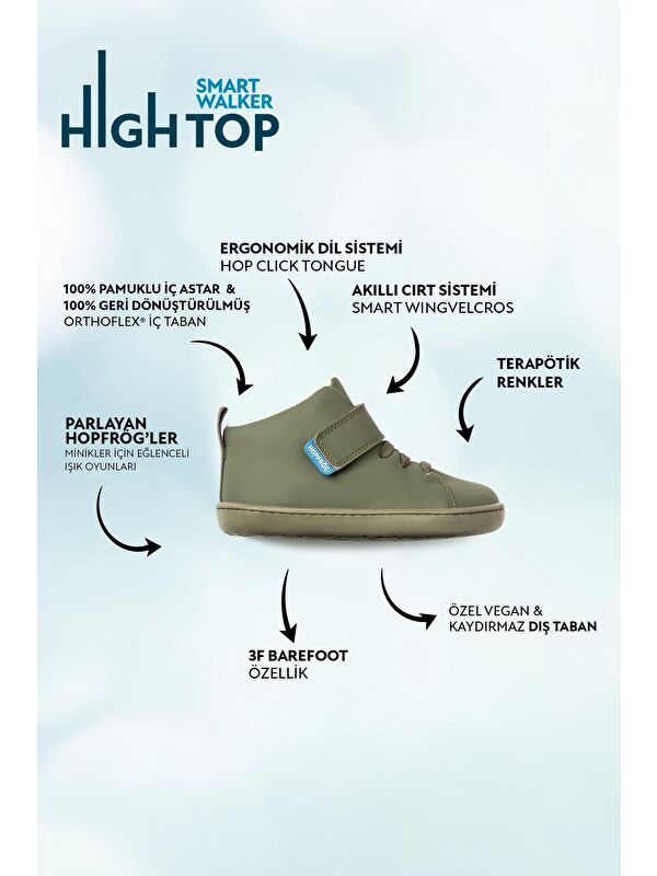 Smart Walker High Top Süper Mat Haki Barefoot Çocuk Bot - Görsel 4