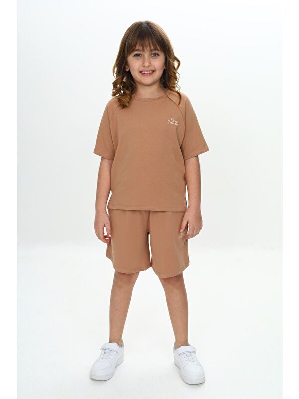 Toontoykids Kız Çocuk Göğsü Yazı Baskılı Şortlu Takım