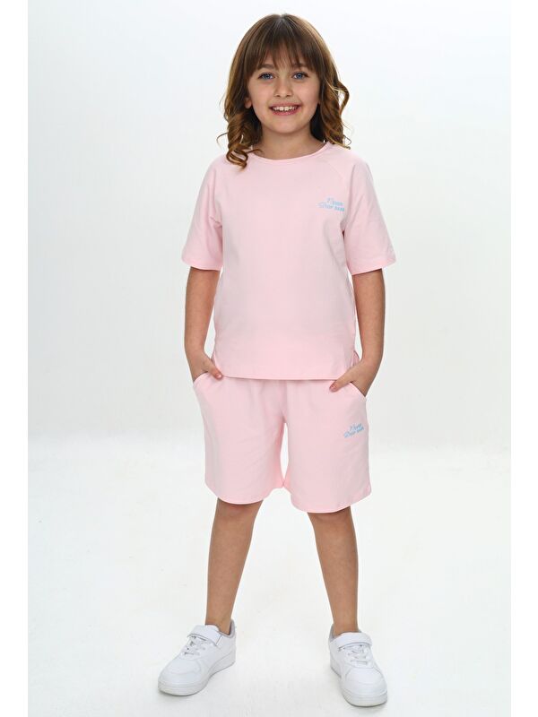 Toontoykids Kız Çocuk Göğsü Yazı Baskılı Şortlu Takım
