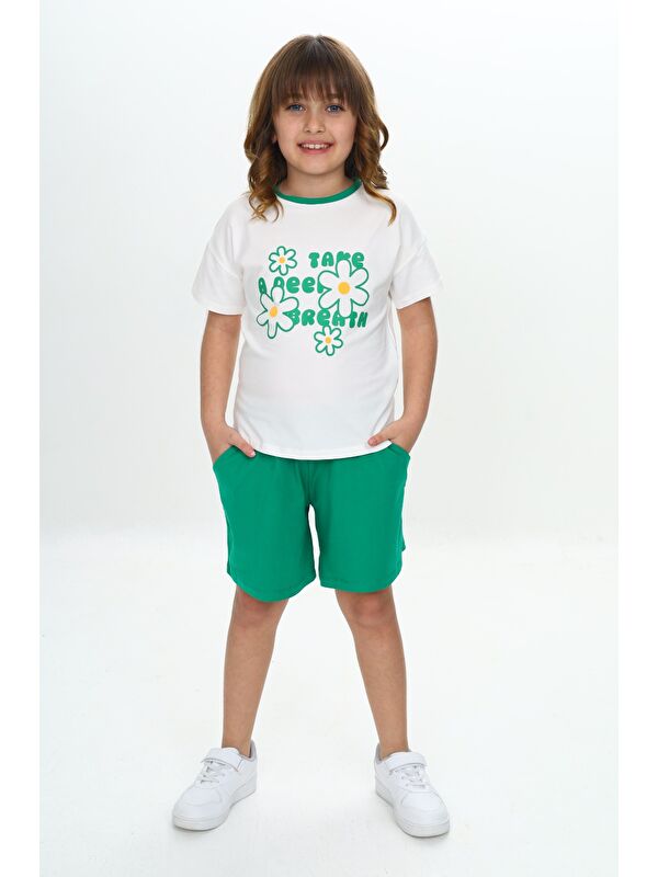 Toontoykids Kız Çocuk Çiçek Baskılı Şortlu Takım