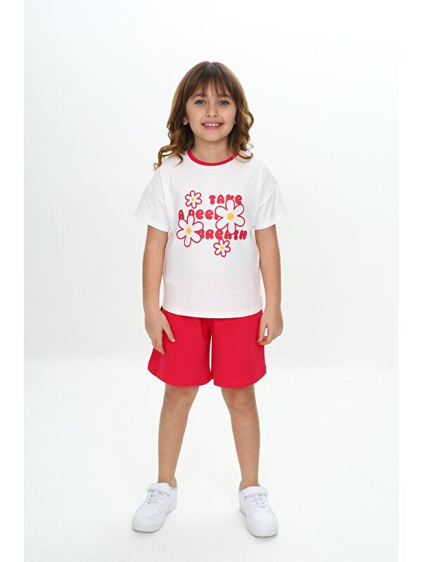 Toontoykids Kız Çocuk Çiçek Baskılı Şortlu Takım