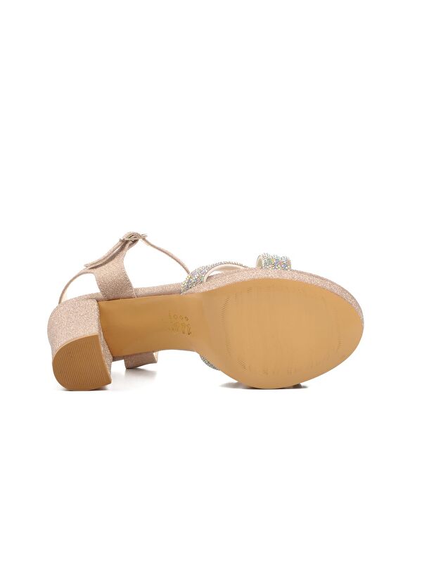 Altın Kadın Topuklu Abiye Ayakkabı 655325 - Görsel 6