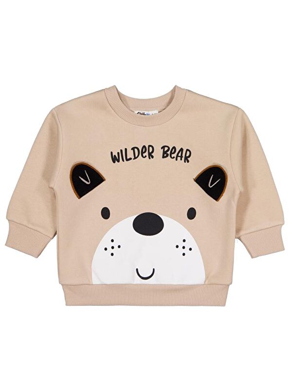 Civil Boys Bear Baskı-Nakışlı 2-5 Yaş Sweatshirt - Bej 5-6 Yaş
